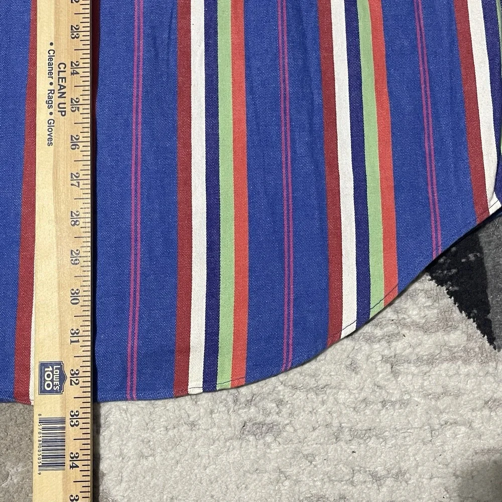 VTG Polo‎ Ralph Lauren Shirt Men Medium Blue Red Stripe Western Y2K Preppy